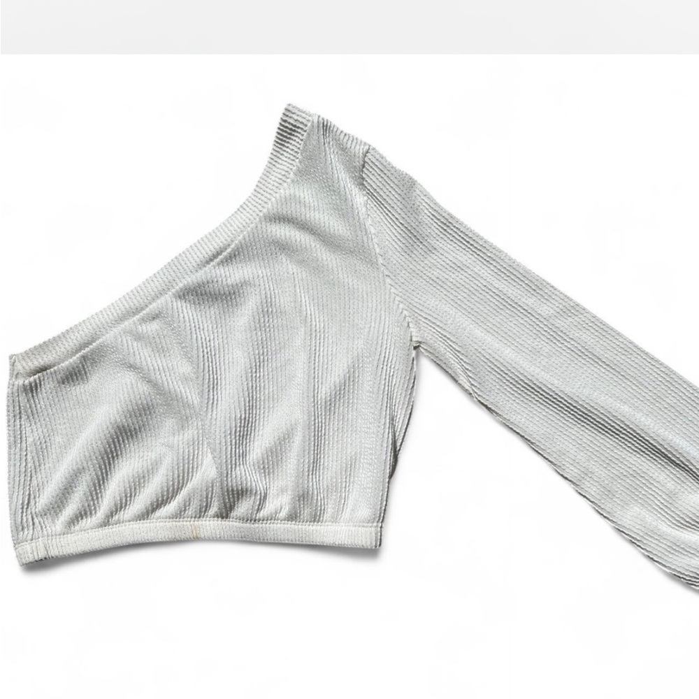 Forever 21 Silver One-Shoulder Crop Top